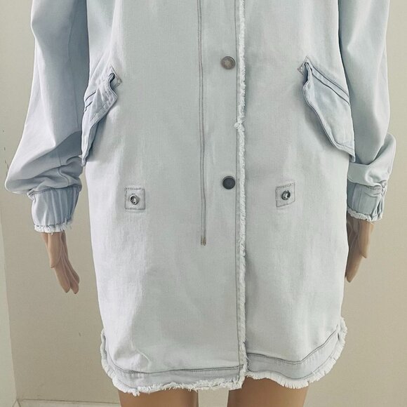 Coalition LA Distressed Denim Hooded Jacket Size Small - Picture 3 of 9